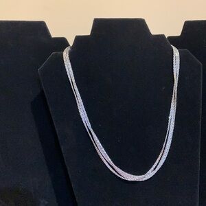 Lia Sofia Silver Toned Triple Chain Necklace with Extender